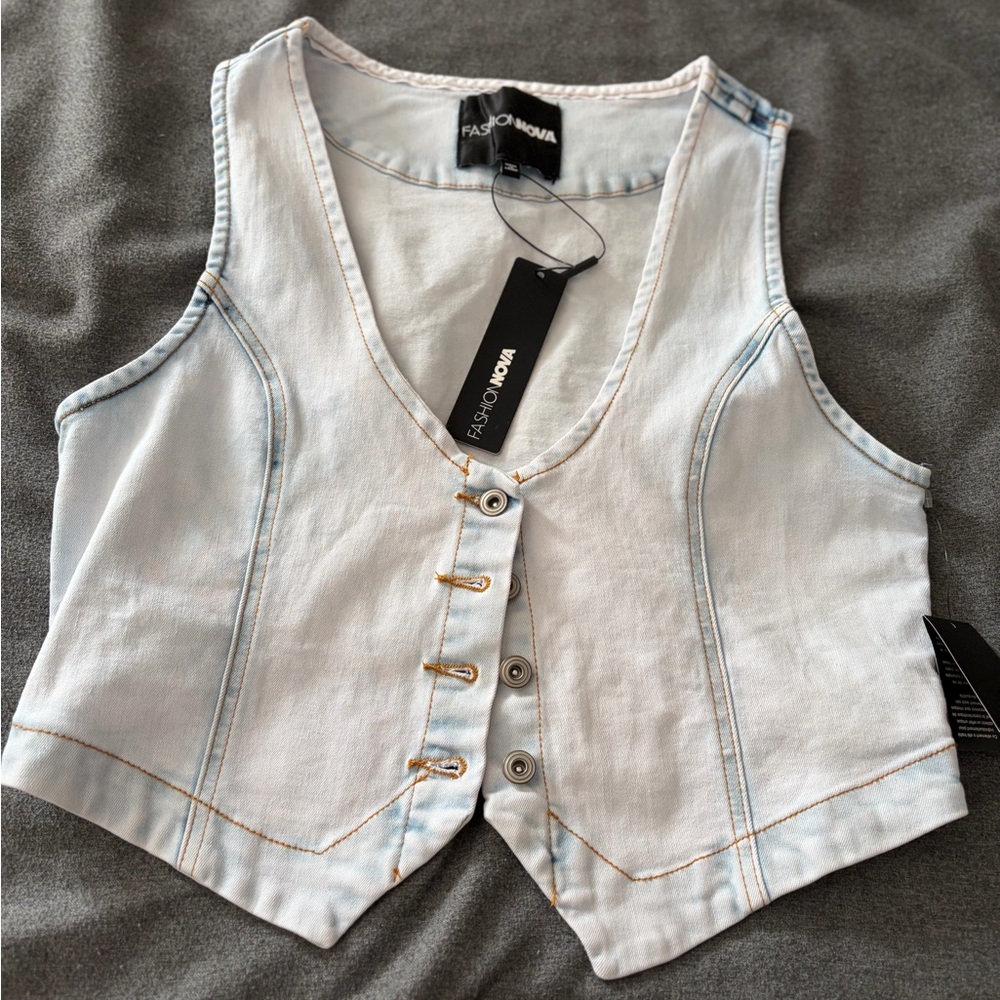 Fashion Nova Light Denim Crop Top